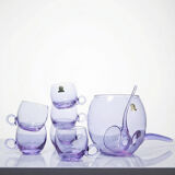 Service à sangria/punch vintage années 70 cristal Alexandrite "Bleikristall"