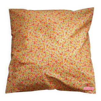 Upcycled square flower cushion cover