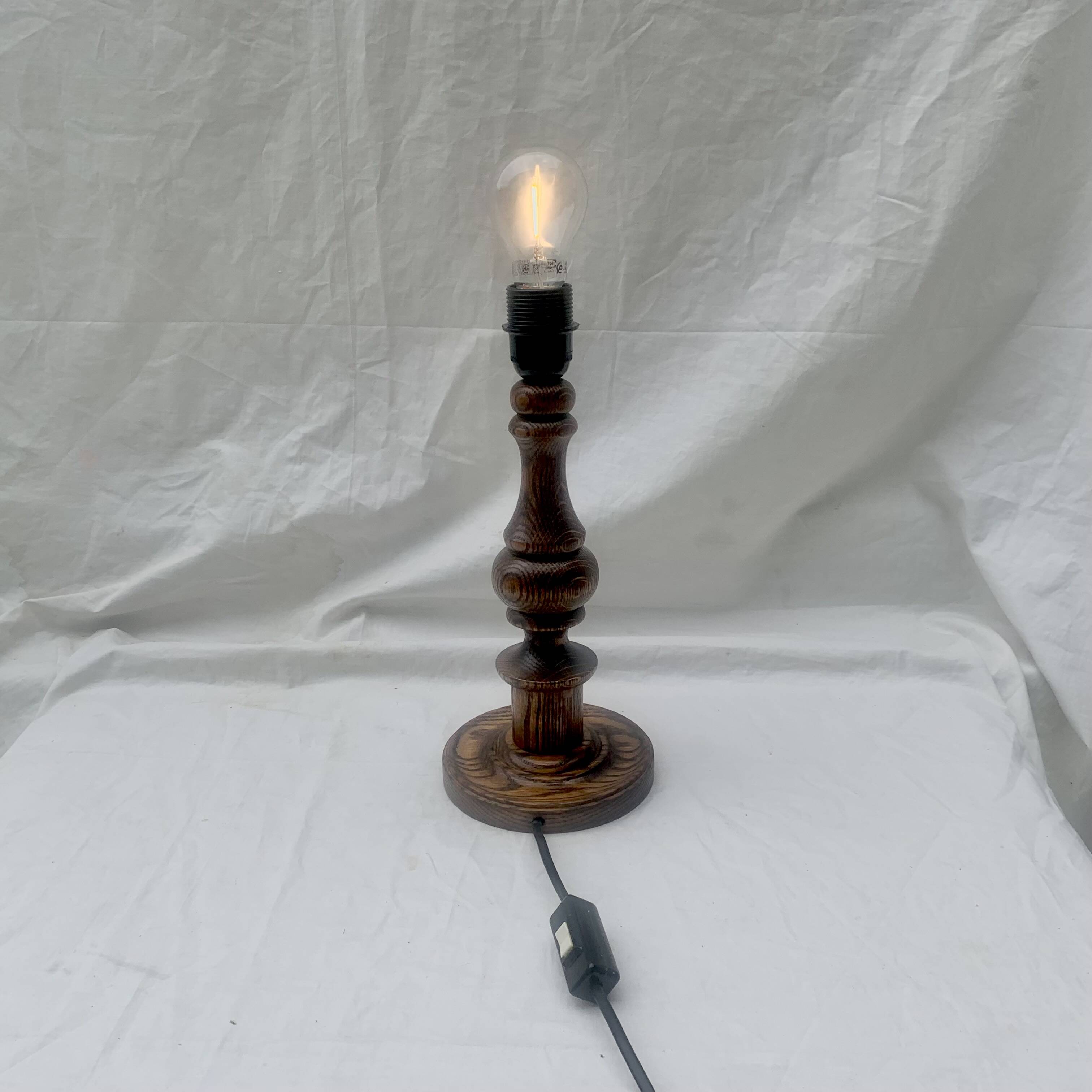 Antique turned solid wood lamp base