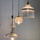 Suspension cascade triple Holophanes and vintage pendants