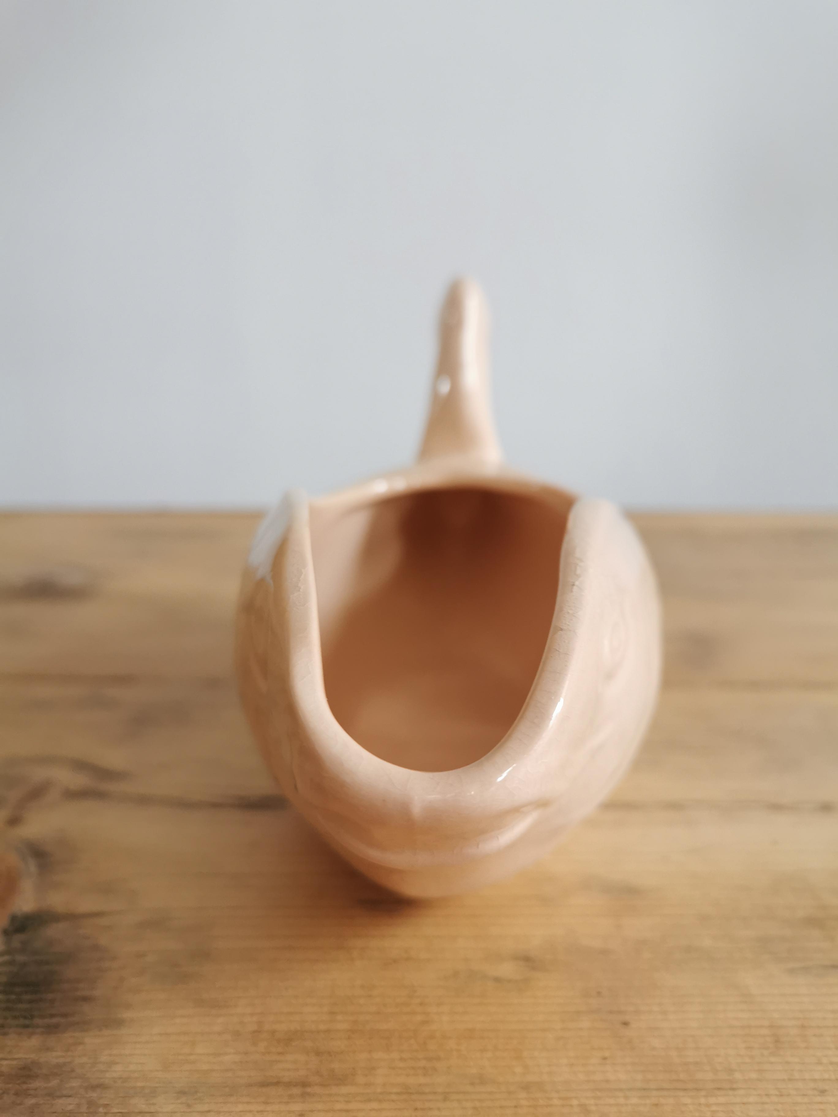 Pink ceramic fish saucière from Digoin, vintage