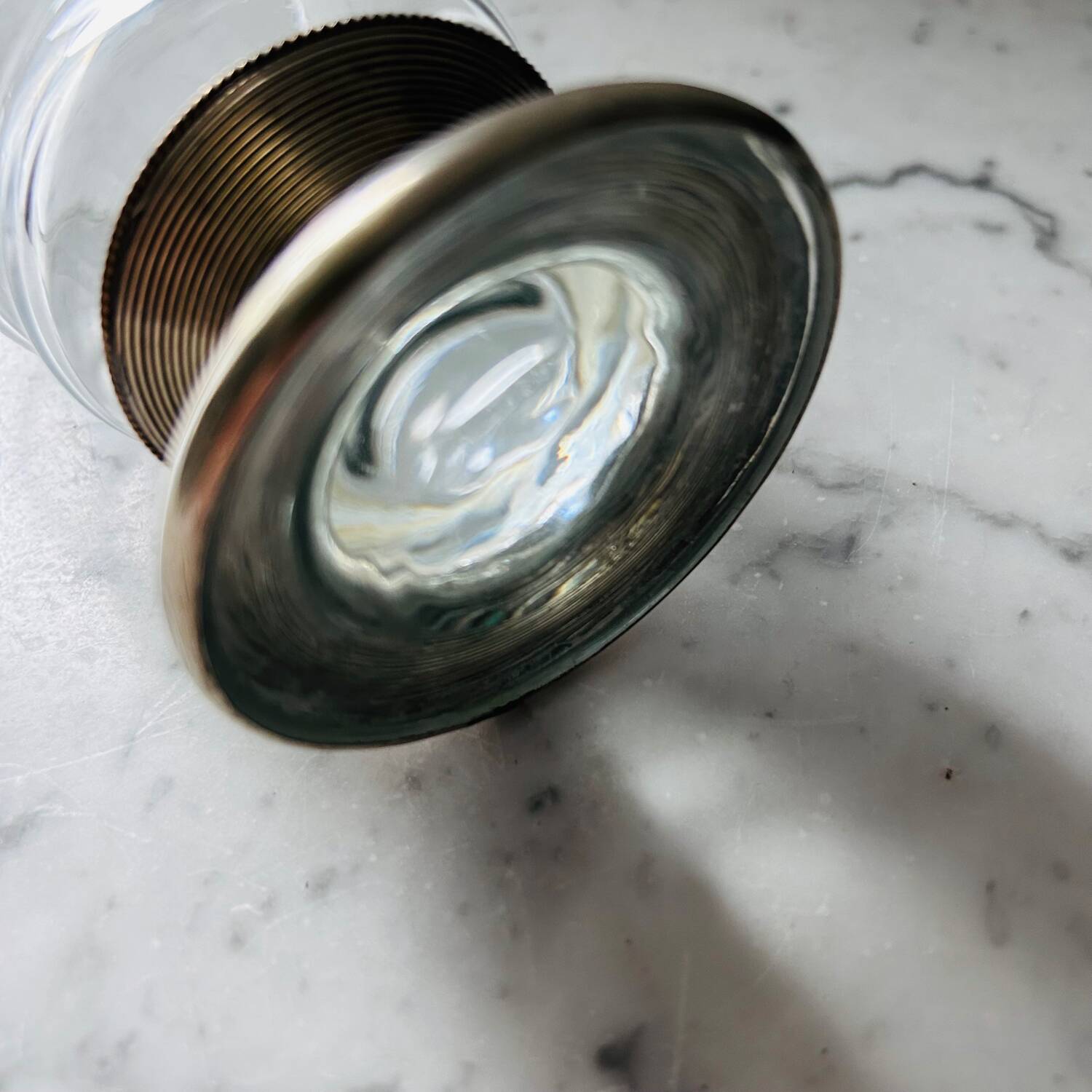 Antique glass with silver-plated metal base