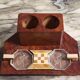 Art Deco period smoking case in burl wood and marquetry