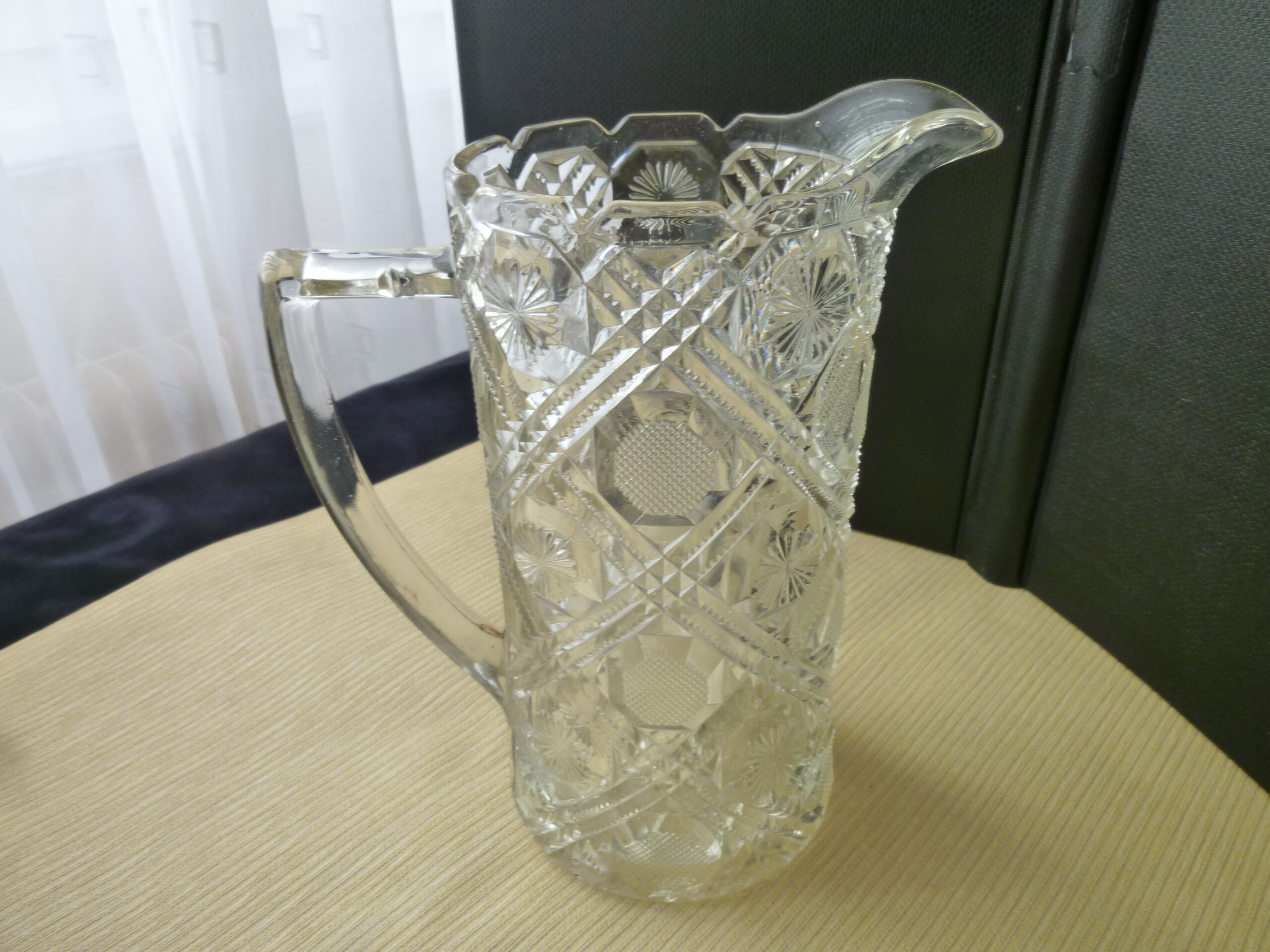 Carafe , 1.2 l moulded pressed glass pitcher