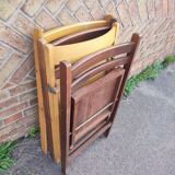 4 folding chairs in vintage teak wood