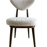 Midcentury White bouclé Heart Chairs, by Kurmanowicz, 1960s, Set of 6