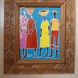 Painting school of Madagascar old 4 characters by José Hilome dit José