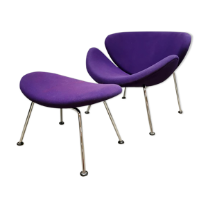 Fauteuil & ottoman 'orange