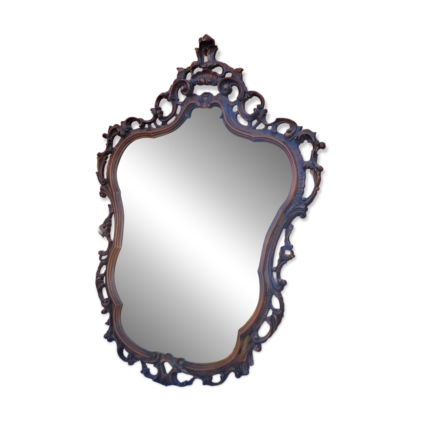 Large Louis XV wall mirror, carved wood, rocaille – 19th century