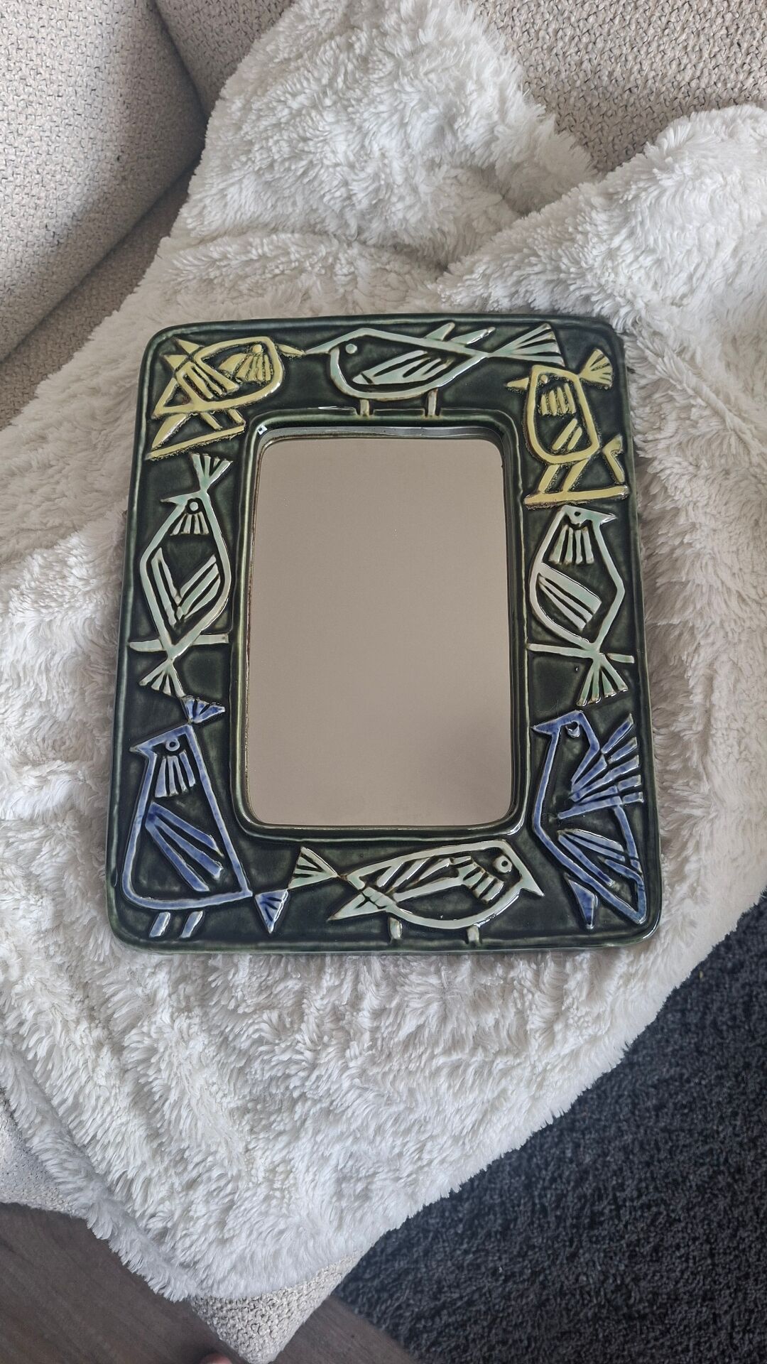 Ceramic Bird Mirror Lisa Larson Harlequin Series / Gustavsberg