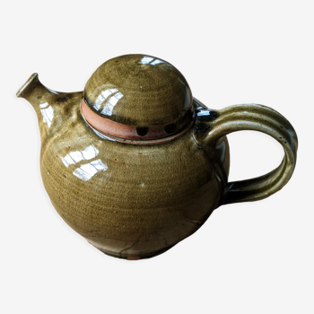 Gargoulette jug in green glazed terracotta