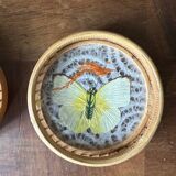 Lot de six sous verres en bambou et papillons