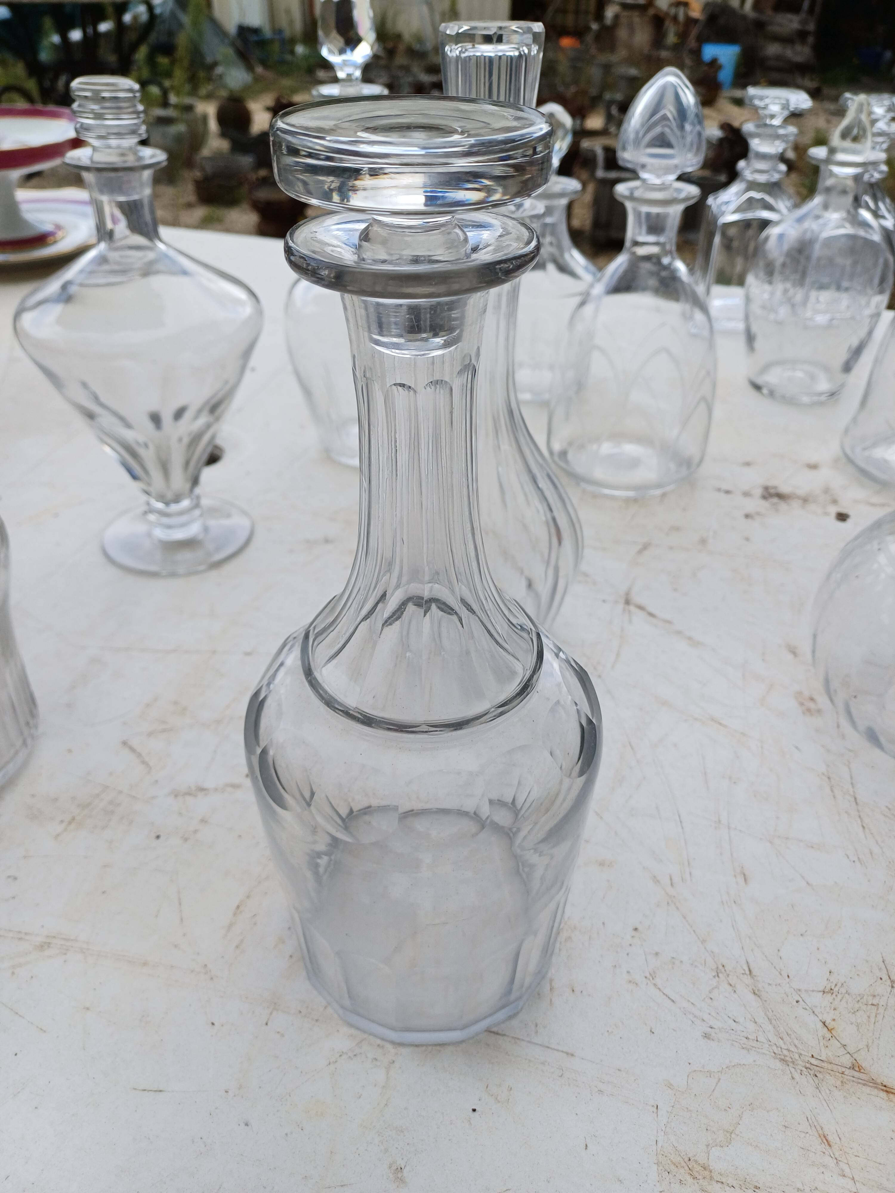 Set of 18 glass and crystal carafes