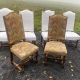 6 chaises Louis XIII en noyer