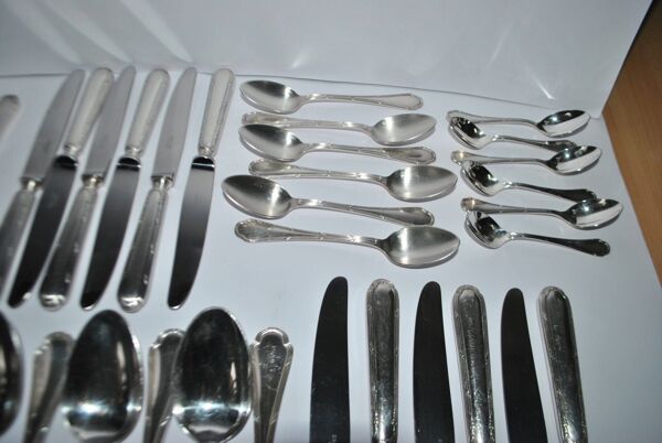 Ercuis ménagère trianon en métal argenté – set de 42 couverts de table ruban croisé