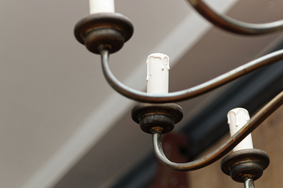 Brass chandelier, 10 burners