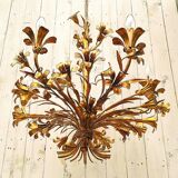 Chandelier 5 lights, gold leaf