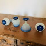 Set of 4 blue glass paste dinnerware
