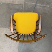 Mid-century rocking chair with new Kvadrat cushion by Børge Mogensen for FDB Møbler, 1960s.