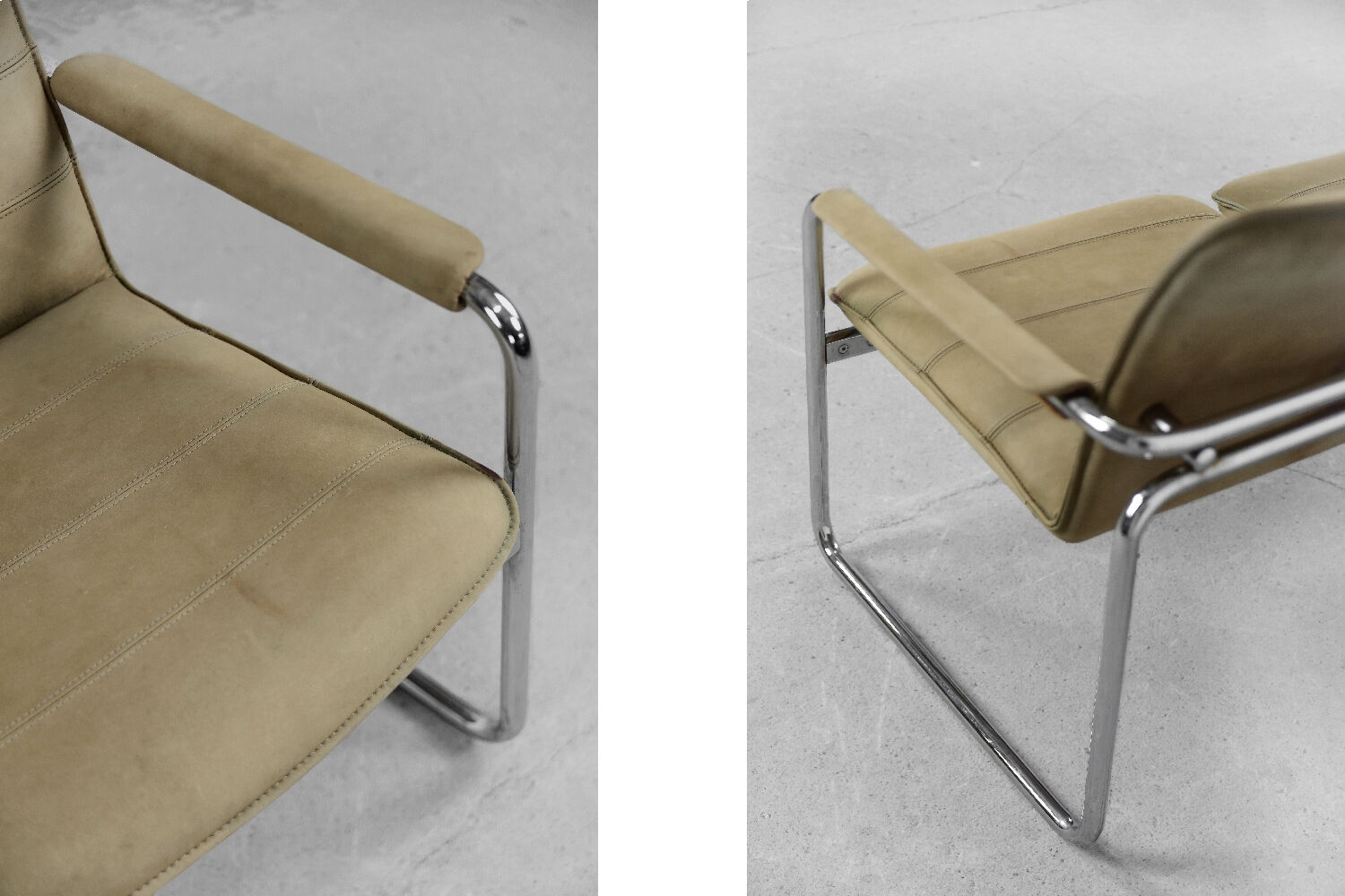Canapé vintage 2 places en cuir tubulaire en acier, années 1960