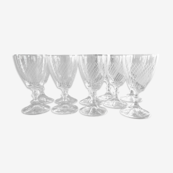 Set of 10 engraved crystal aperitif glasses