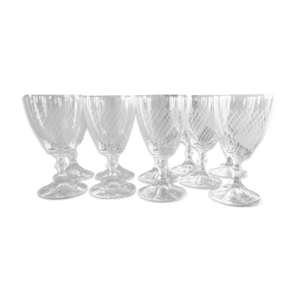 Set of 10 engraved crystal aperitif glasses