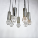 Vintage suspension lamp in chrome metal and glass 1970