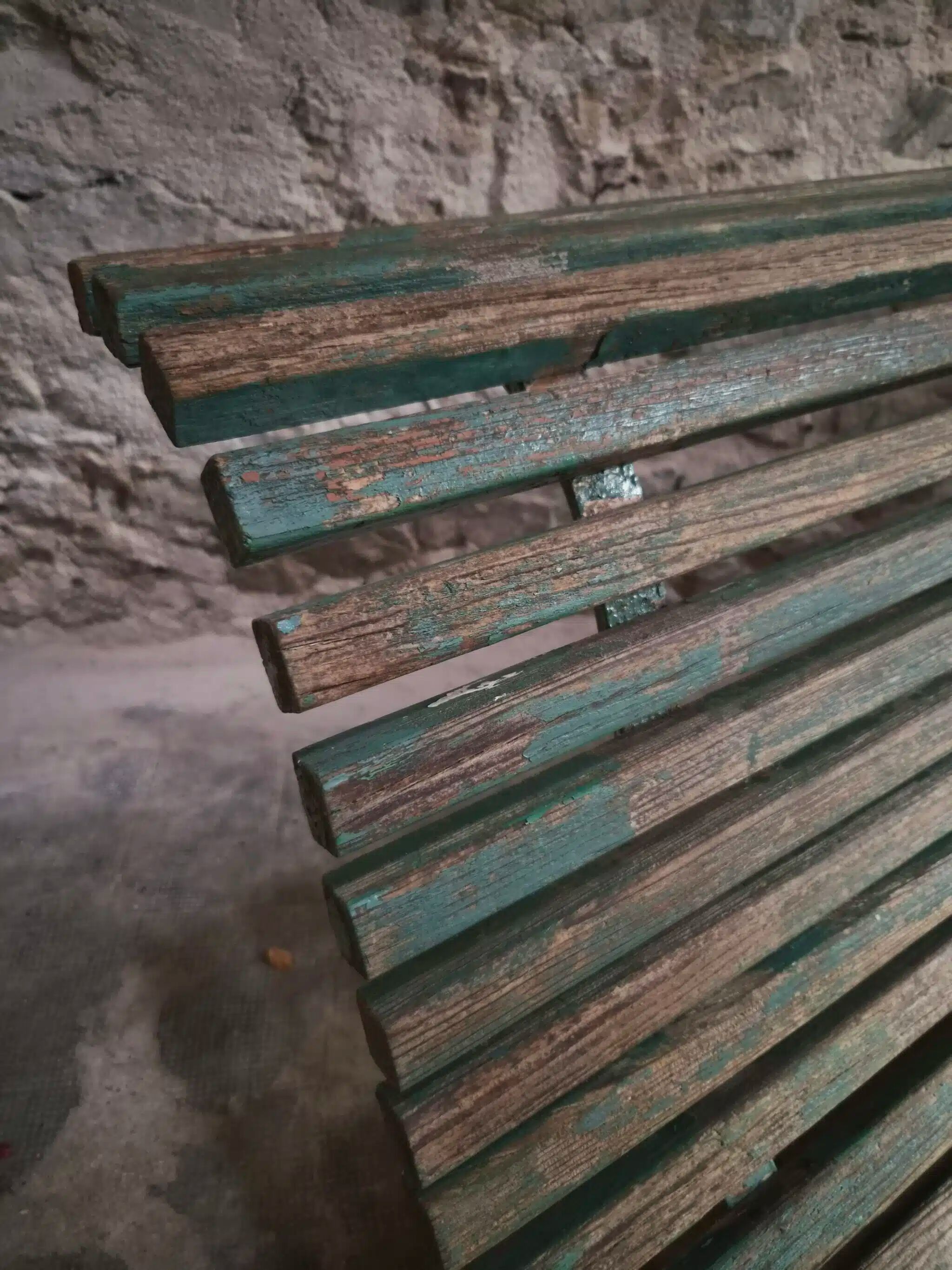 French garden bench in wood and iron, 1950s