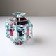 Brutalist cut glass candy box with lid and coloured inserts, 1970s