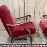 Pair of beech bridge armchairs from the 1950s