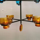Hanging candlestick in cast iron and glass, Danish from the 1970s.