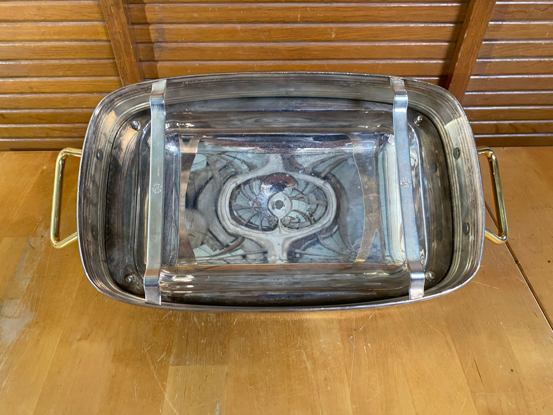 Antique Serving Dish 2R Silverplate Silver + Gold Medicine
