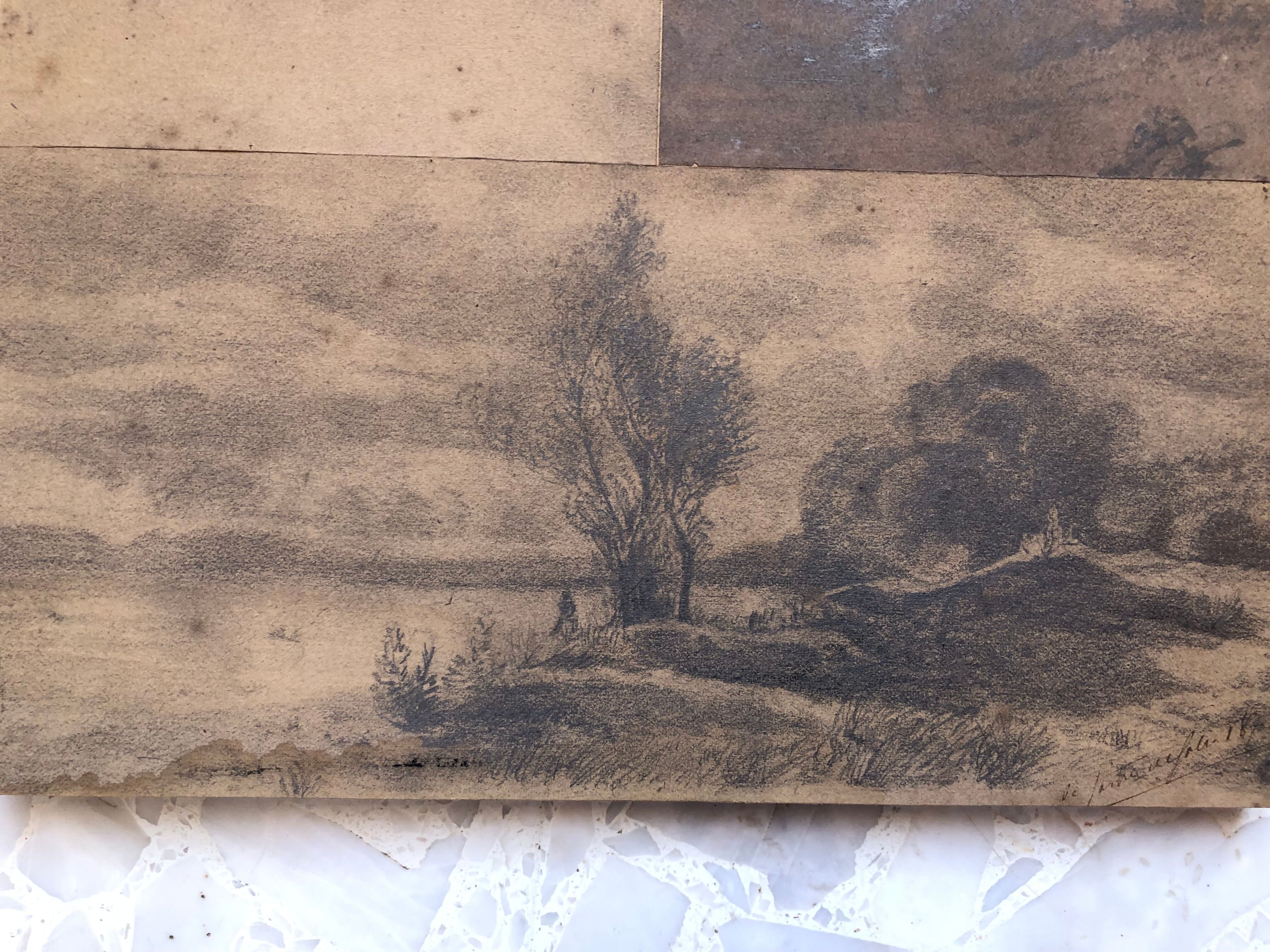 Collage drawings in graphite and white chalk 1872