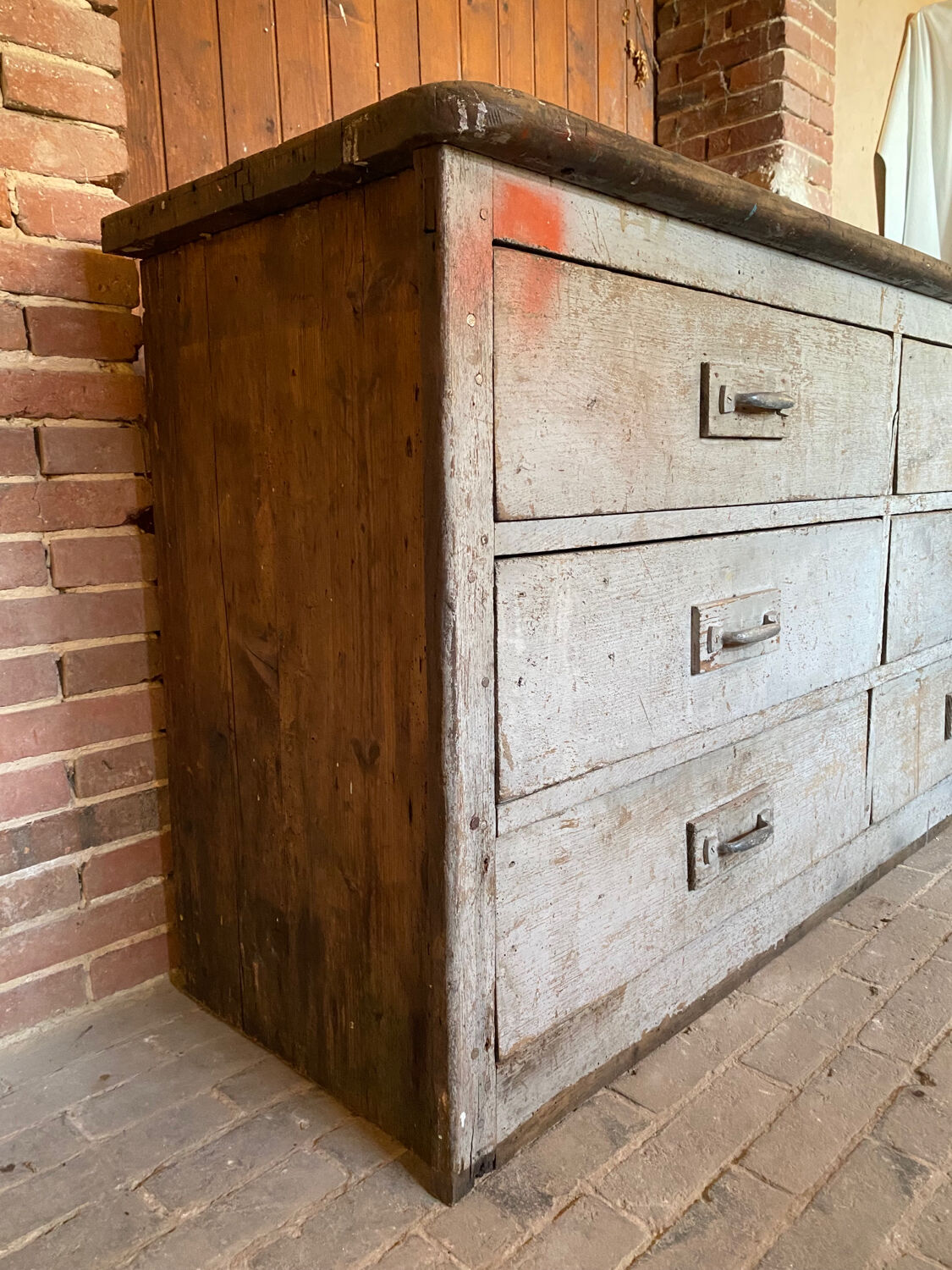 Patinated wooden workshop furniture