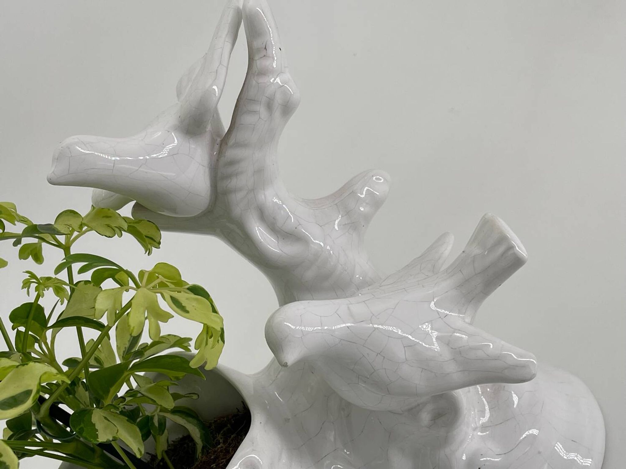Vintage white porcelain dove planter