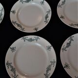 Series of six flat plates in earthenware of Longchamp model Sapho