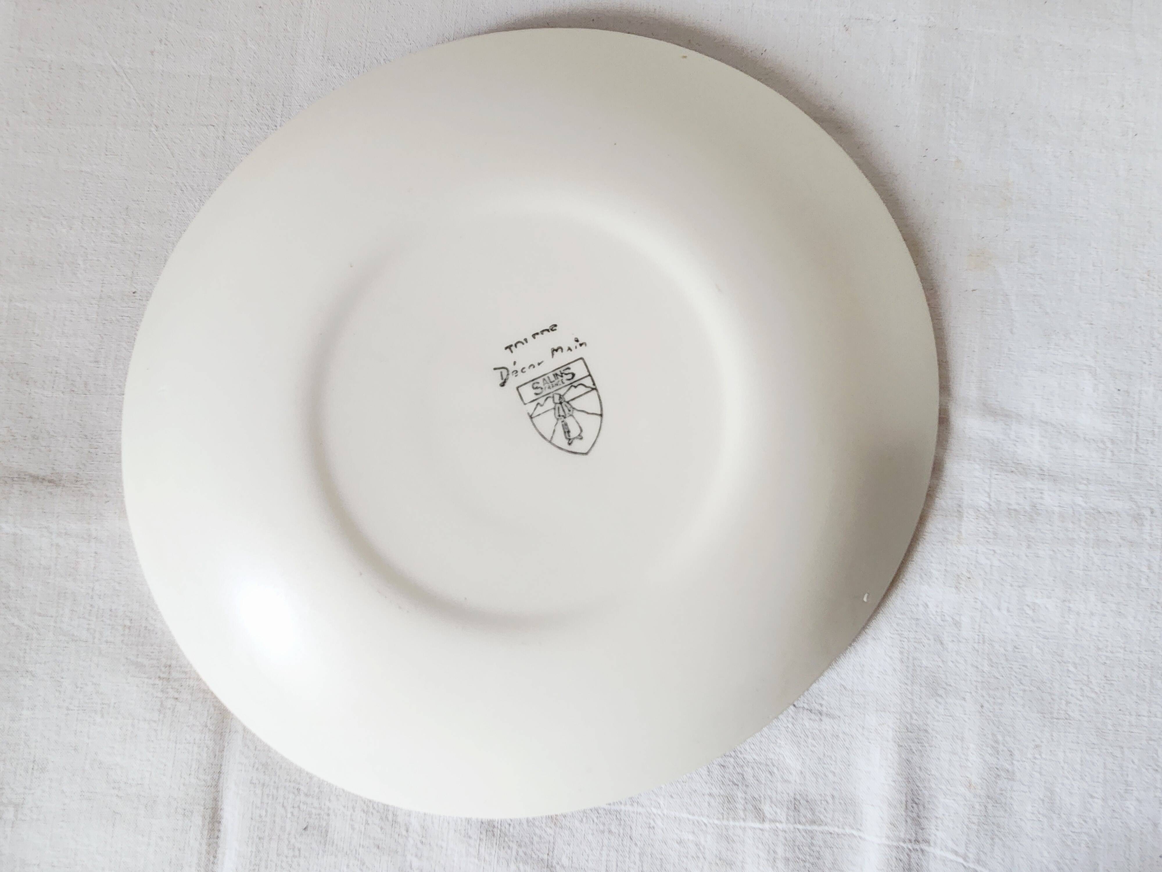 Vintage french 1960s salins tolede - toledo dinner plates black olive