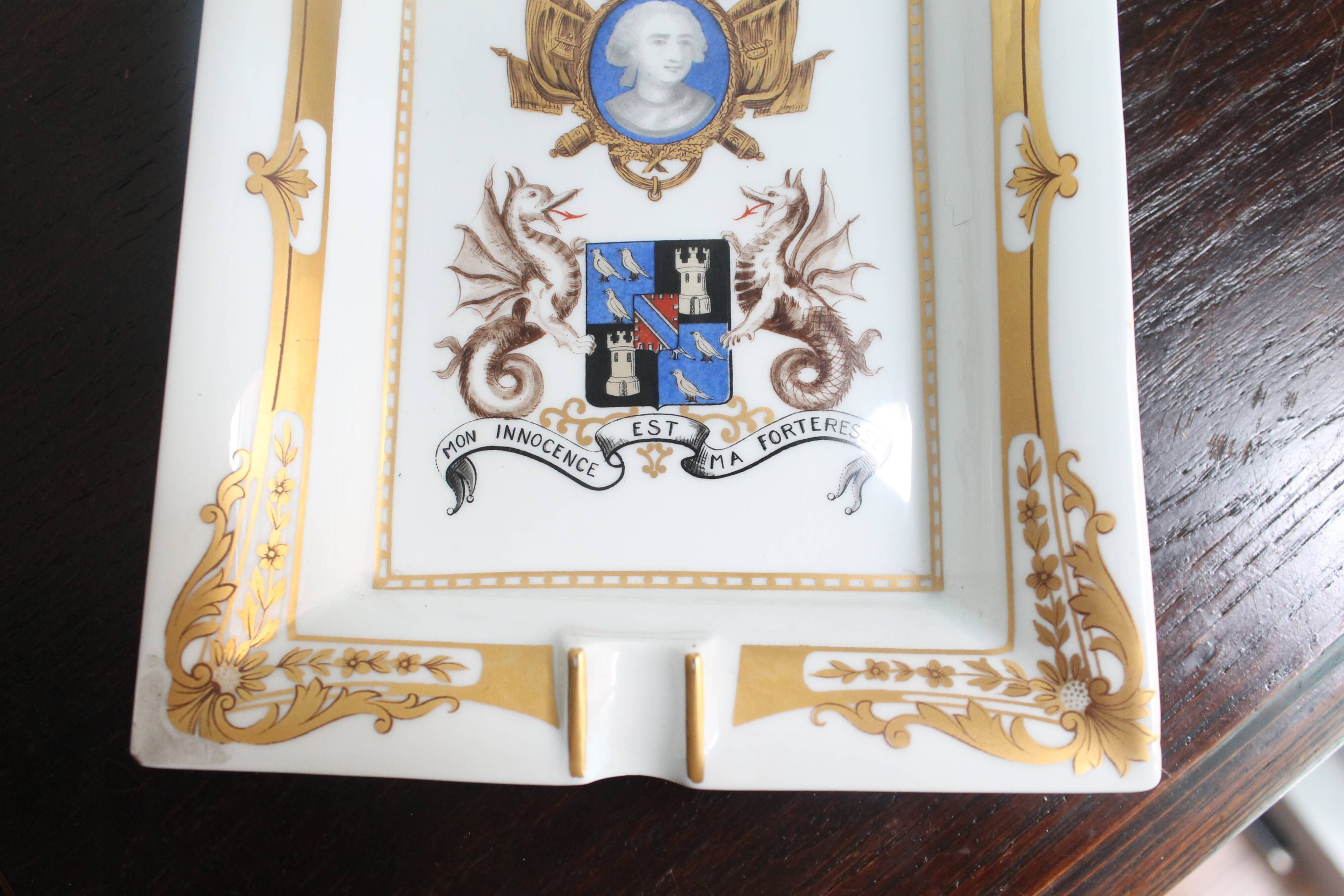 Hermès porcelain vide-poche from Limoges depicting the Marquis de Montc.
