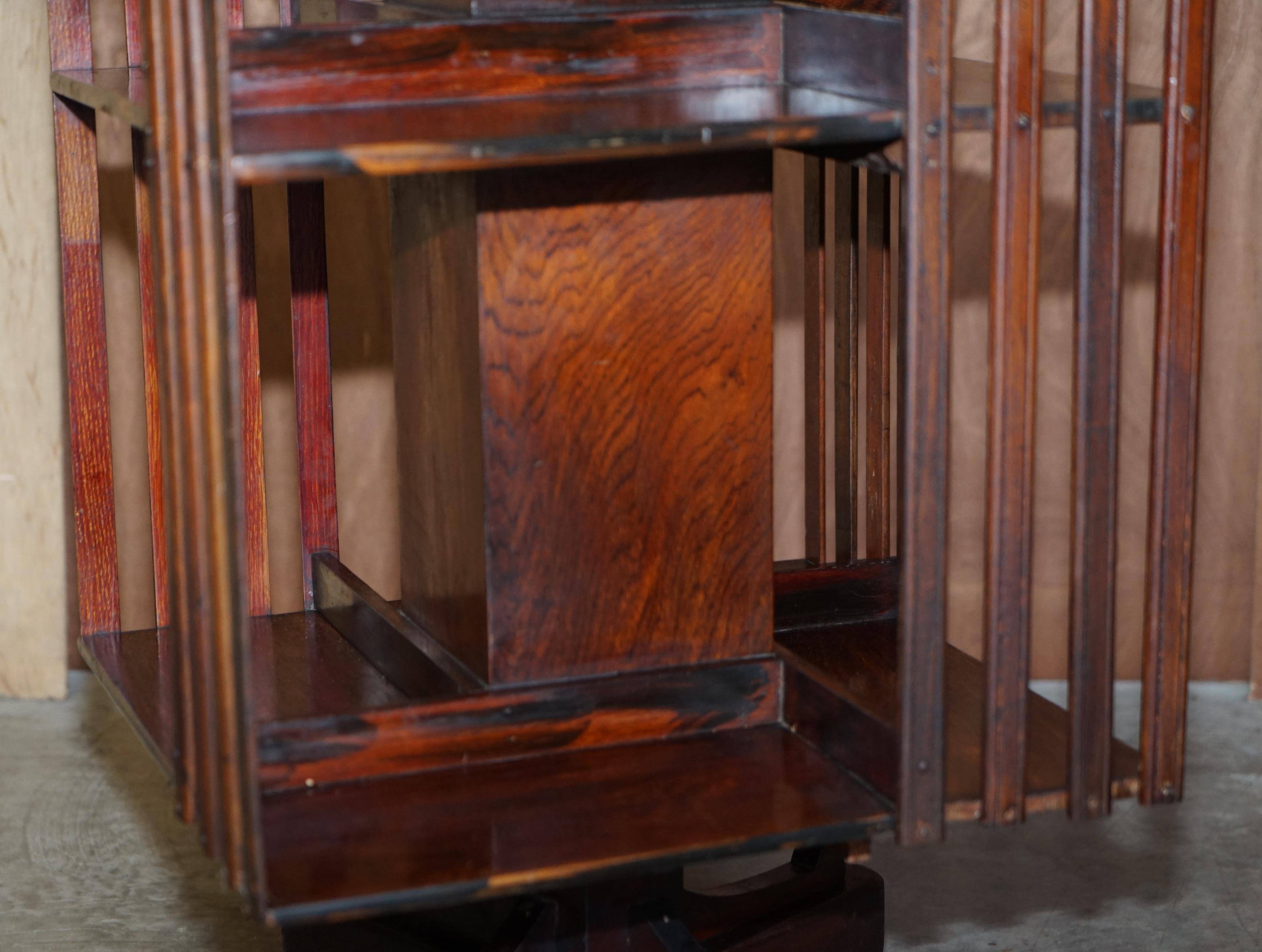 Edwardian revolving bookcase in hardwood with Sheraton inlay.