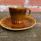 Set of 6 cups and saucers digoin colorado model vintage beige ceramic