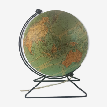 Globe terrestre lumineux Perrina, en verre