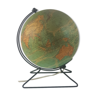 Globe terrestre lumineux Perrina, en verre
