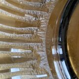 Old Verrex smoked glass fruit bowl, with a radius decoration cut into the glass