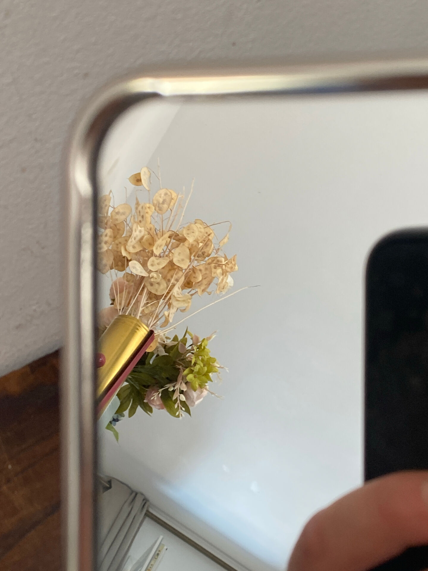 Silver-plated wall-mounted barber mirror