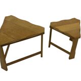 Vintage Scandinavian side tables made of solid wood circa 1970s