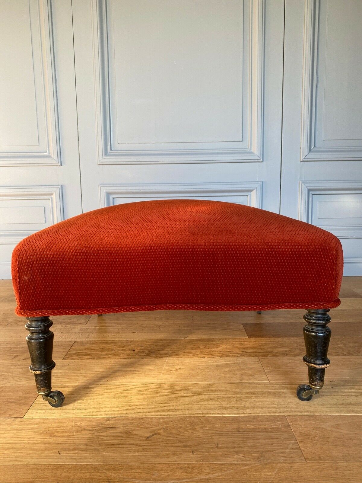 Pouf fabric Napoleon III blackened wood red velvet xix eme