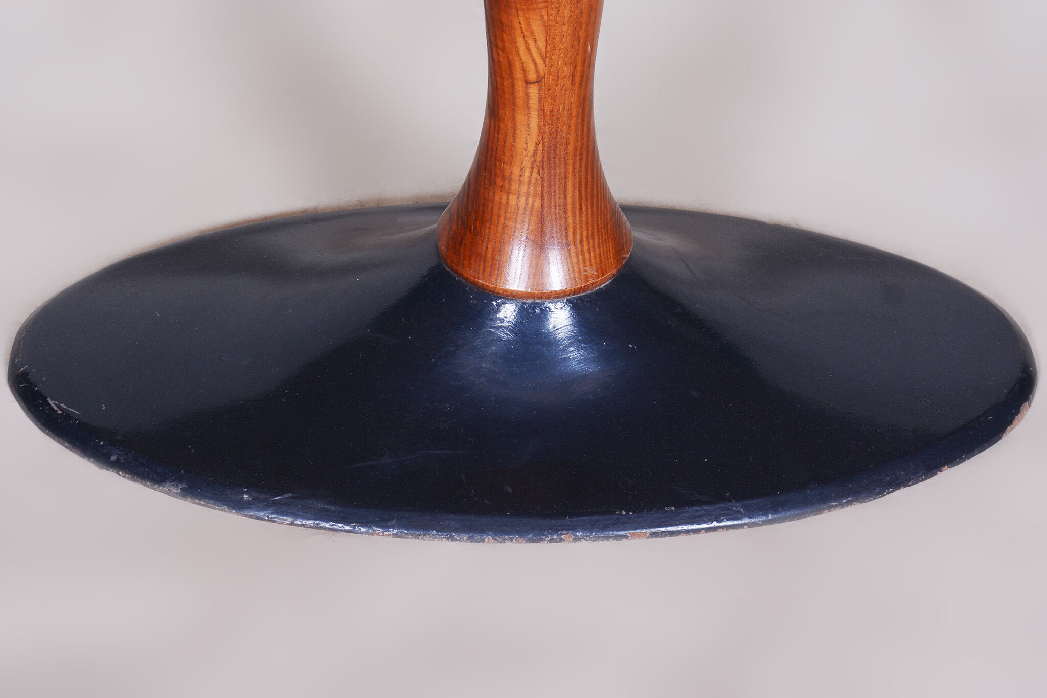 Czech Mid-Century Rosewood Oval Table with Cast Iron Base, 1950s