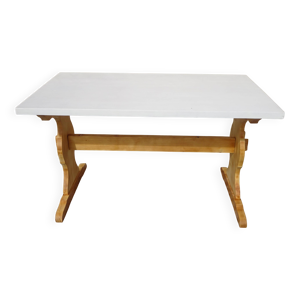 Table tout en pin massif, - blanc