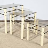Beige Metal Nesting Tables, attributed to Yves Boutboul – 1970