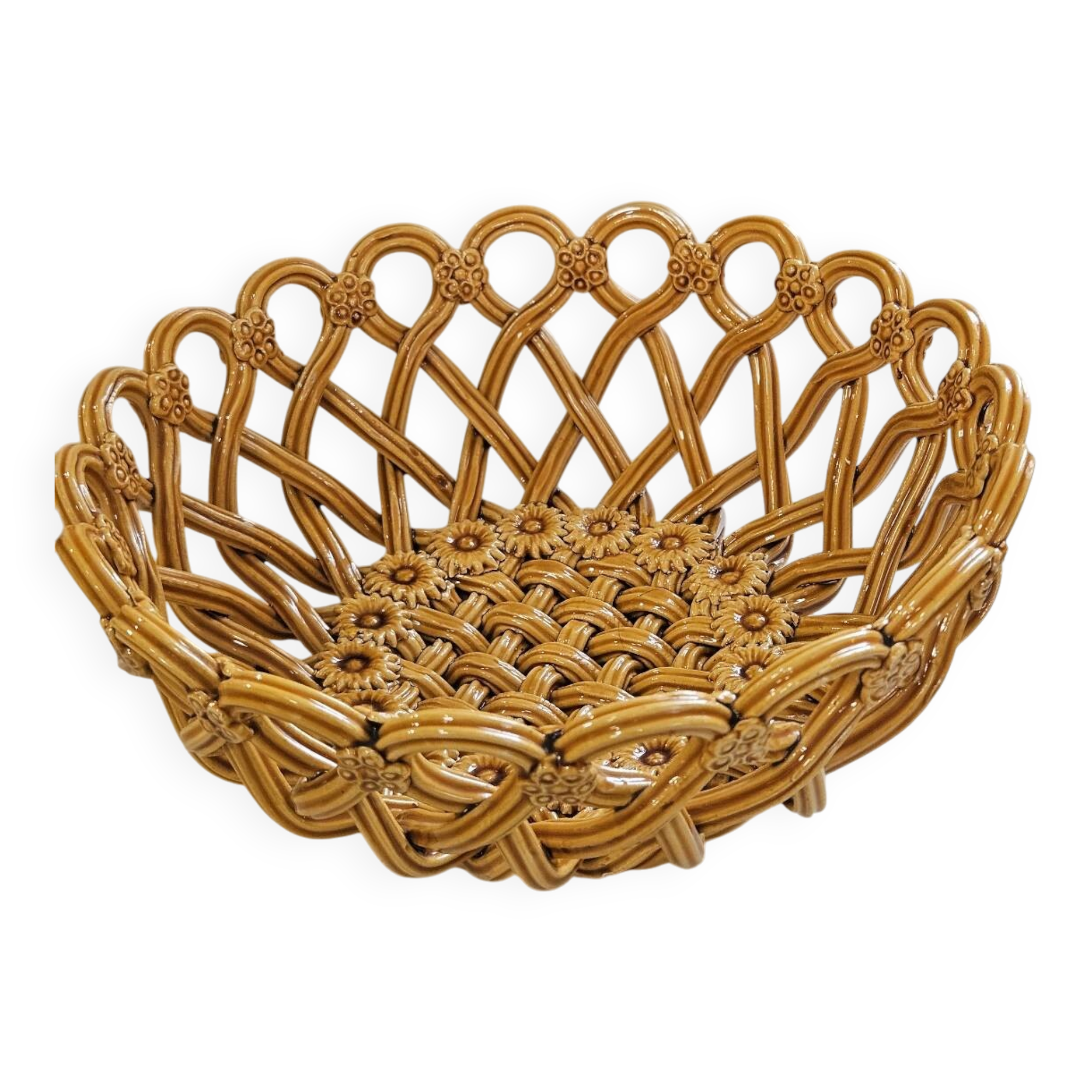 Woven ceramic basket